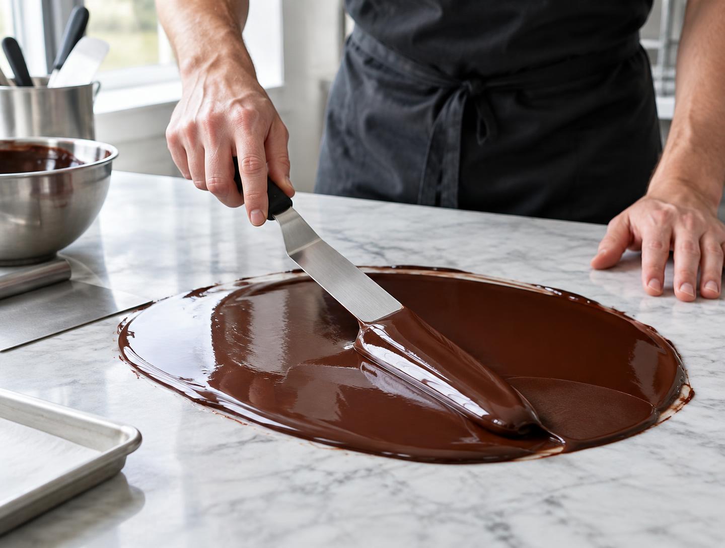 Imagen ilustrativa temporal del templado artesanal de chocolate
